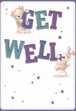Brimming with the cheer that defines Wanstead's close-knit neighbourhoods, this get well card comes alive with two delightful characters-a friendly teddy bear and a spirited puppy-playfully interwoven with bold, colourful letters spelling 'Get Well.' The text's vibrant indigos and teals contrast softly against a creamy white backdrop, giving the whole design a gentle energy. Stars in variegated shades of blue and purple twinkle overhead, infusing the scene with a sense of wonder, much like the hope one feels watching evening light fade across George Green. Every textured brushstroke in the bear and puppy's fur seems to radiate warmth and comfort, echoing the embrace of a kind friend or the thoughtful touch of Wanstead Florist arranging fresh blooms for same-day delivery. This card offers more than a wish-it feels like an emotional balm, crafted to wrap someone in sincere comfort and local kindness during recovery, bringing the spirit of Wanstead right to their bedside.